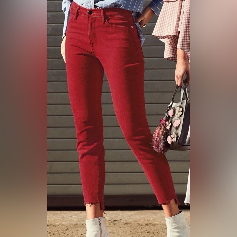 Frame women’s 30 10 jeans Denim pants crop ankle Bold Red stretch le high skinny
